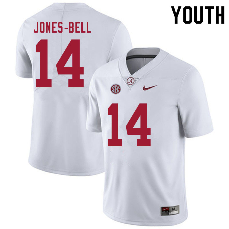 Youth #14 Thaiu Jones-Bell Alabama White Tide College Football Jerseys Sale-White